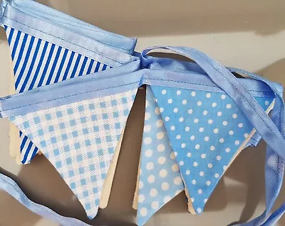 Handmade Mini Bunting Nursery Baby Bunting  Baby Boy  Blue Pale  Blue Ribbo • £5.75