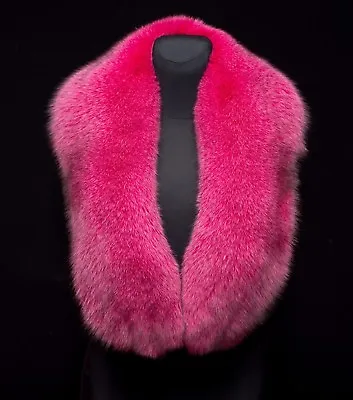 Real Saga Furs Hot Pink Fox Fur Ladies Handmade Glamurious Scarf Boa Stole Shawl • $226.19