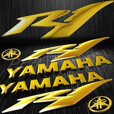 8  3D Vinyl Logo&Letter Decal+6  Fairing Body Sticker YZF-R1/R1S/R1M Chrome Gold • $23.88