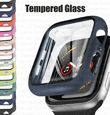 For Apple Watch 2in1: Case & Tempered Glass Screen Protector Series 9 8 7 6 5 SE • £4.99