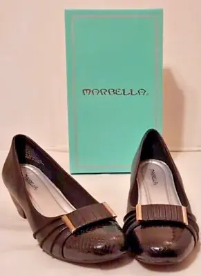 VTG Marbella Womans Black High Heel Shoes Sz 8  2  Heels New In Box • $15.99