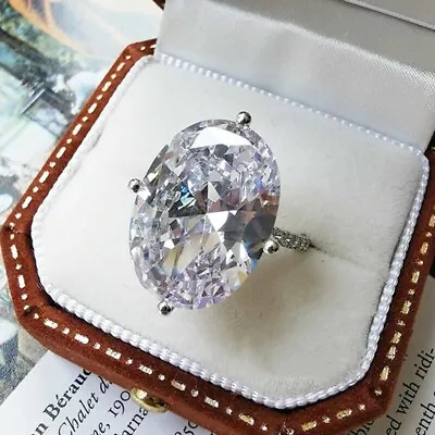 3Ct Oval Cut Certified Moissanite Solitaire Engagement Ring Solid 14K White Gold • $407.99