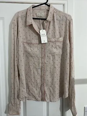 Jack Wills Raffier Pyjama Print Shirt Pale Pink Size 16 Brand New • £29.95