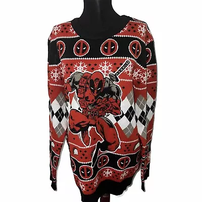 Mad Engine Marvel Deadpool Men's Christmas Sweater Size XL. Mm16 • $14.99