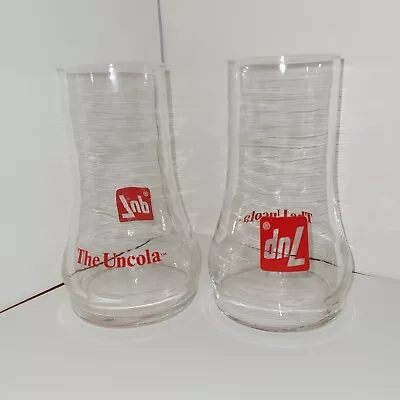1970s 7up The Uncola Upside Down Glasses Vintage Glassware Set Of Two Glasses. • $18