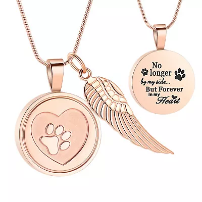 2 Pack Pet Cat Dog Paw Print Cremation Jewelry For Ashes Memorial Urn Necklace • $16.79