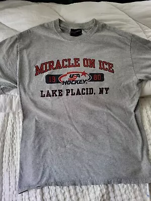 Miracle On Ice Lake Placid 1980 T-Shirt Mens Medium • $25