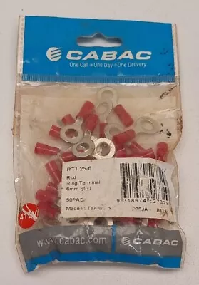50 X Cabac Red Ring Terminal RT1.25-6 Eye Crimp Lug 6mm Stud • $12