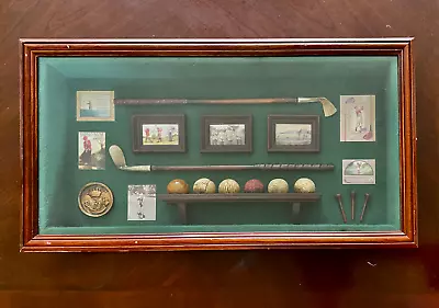 Golf Shadow Box Collectible Sports Balls Irons Tees Art Glass Wood Frame • $36.99