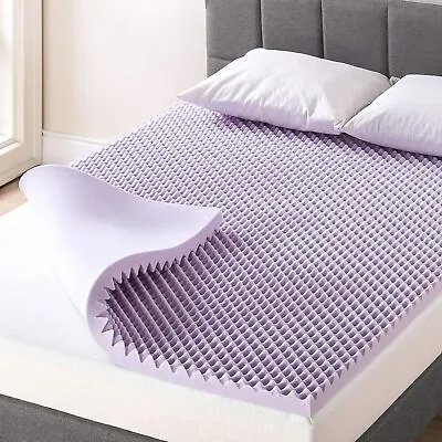 Memory Foam Mattress Topper 2/4  Egg Crate Soothing Lavender Mattress Pad • $45.36