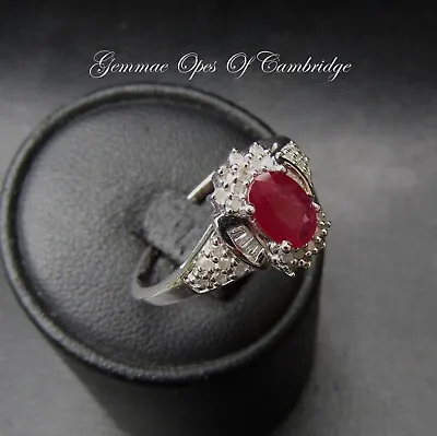 9k 9ct Gold Ring Ruby And Diamond Cluster Size O 1/2 2.68g • $354.44