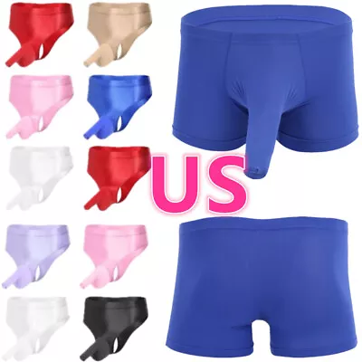 US Men's Glossy Knicker Bikini Briefs Sheath Bulge Pouch Panties Thong Underwear • $7.59