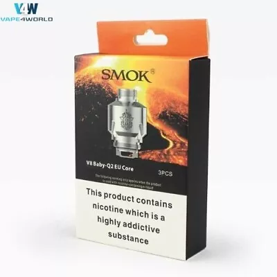 SMOK V8 BABY Q2 EU CORE Coils 0.4ohm Dual Core - Pack Of 3 Replacement 0.4Ω Coil • £6.99