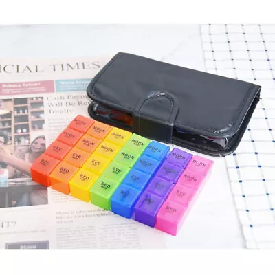 7 Day Pill Organizer Dispenser Box In Wallet Weekly Medicine Travel Case • $18.79