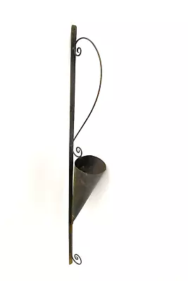 Vintage Unusual Metal Architectural Wall Pocket Flower Arrangement Holder Hanger • $116