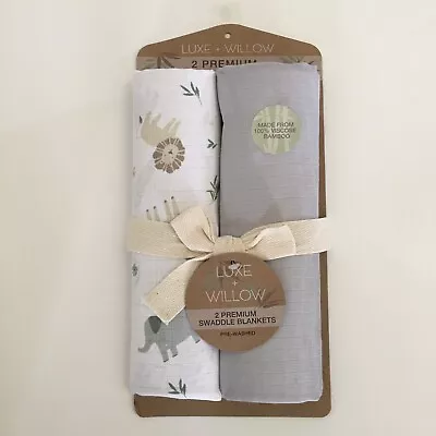 NEW Cotton Muslin Swaddle Baby Blankets Solid & Animal Theme| Luxe And Willow • $21.99