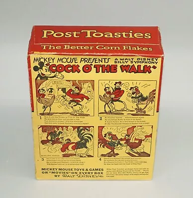 1930s Post Toasties Empty Cereal Box Walt Disney Mickey Mouse Cock O' The Walk • $34.33