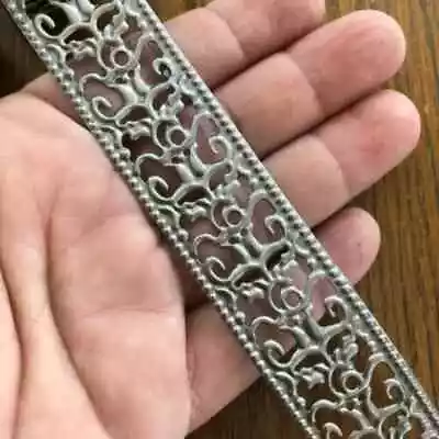 Silver Metal Embossed Ribbon Craft Trim 1  Wide 4.5 Feet Long • $5