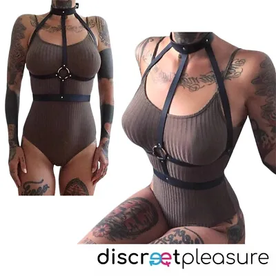 £9.99 • Buy Sexy Body Harness Halter Neck Choker Corset Bra Suspender Straps Fetish Bondage