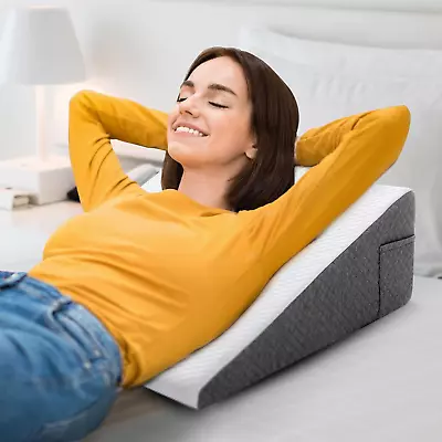 Memory Foam Bed Wedge Pillow (9  Height) Wedge Positioner With Chic Jacquard Cov • $32.02