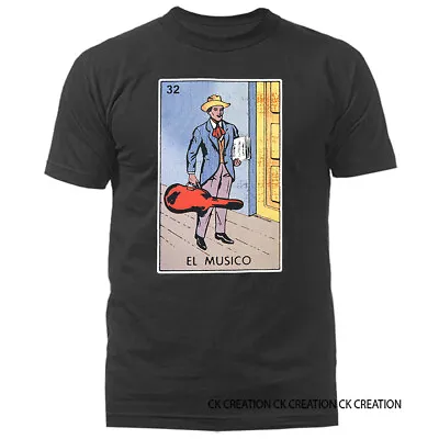 El Musico Loteria Tarjeta Mexican Came Card Graphic T-shirt Tee • $14.88