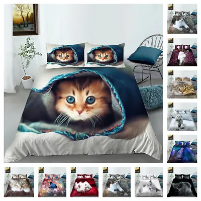 £19.19 • Buy 3D Bedding Duvet Cover Set Bed Cover Bed Decoration Cute Cat Printing Bed Set