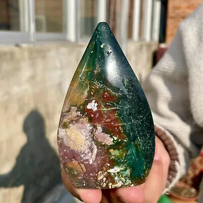 206G Natural Ocean Jasper Tear Drop Tower Crystal Quartz Stone Point Healing • $0.99