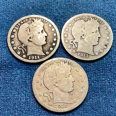 1911 P-D-S Barber Silver Quarters (All 3 Mints) • $24.95