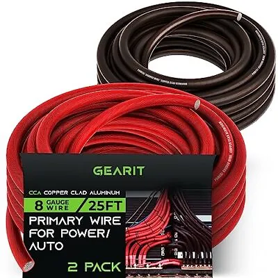 GearIT 8 Gauge Wire (25ft Each- Black/Red  Assorted Sizes  Colors  • $26.70