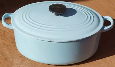 Le Creuset Rare Sky Blue Colour Oval Casserole Dutch Oven Size 27 28cm Diameter • £149.99