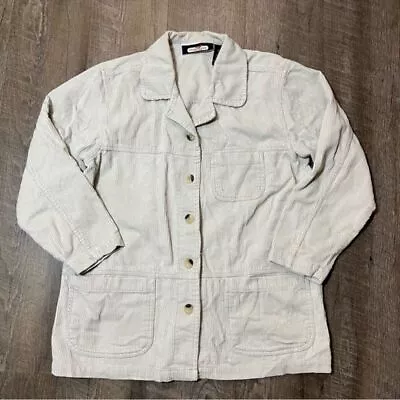 Vintage Corduroy Chore Barn Jacket Shacket Off White Cream Mens Size Small • $28