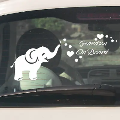 Personalised Baby On Board Elephant Hearts Vinyl Custom Car Sticker Window Decal • £4.99