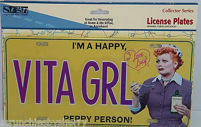 I Love Lucy Metal License Plate Tag Vita GRL I'm A Happy Peppy Person Ball • $49.95