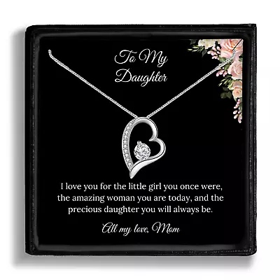 To My Daughter From Mom Heart Pendant Message Card Necklace • $39.99