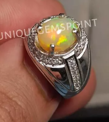 Natural Ethiopian Fire Opal Men's Ring 925 Sterling Silver Men's Engagement Ring • $59.20