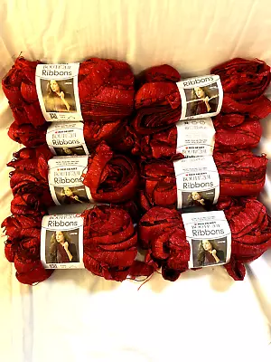 Red Hearts Boutique Ribbons Yarn Rosebud Sangria 42 Yds Metallic • $4