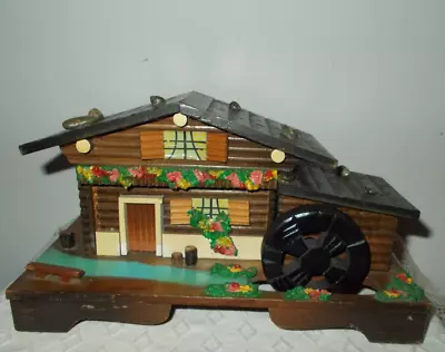 Ant/vtg Hand Crafted Wooden House Music Jewelry Box W/mirror & Water Wheel~japan • $39.99