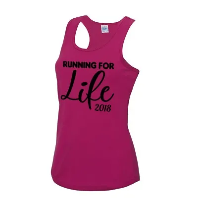 Ladies Running For Life 2018 Sports Vest Race Training Top For Life Charity • £12.50