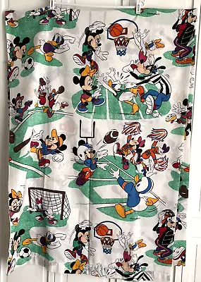 Vintage Walt Disney Co. Mickey Mouse & Friends Sports Twin Bed Flat Sheet Nice • $19.95