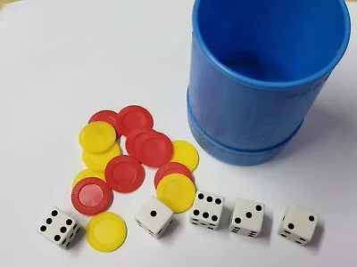 Vintage 1978 Yahtzee Replacement Games Pieces Dice Shaker Cup And Bonus Chips • $7.49