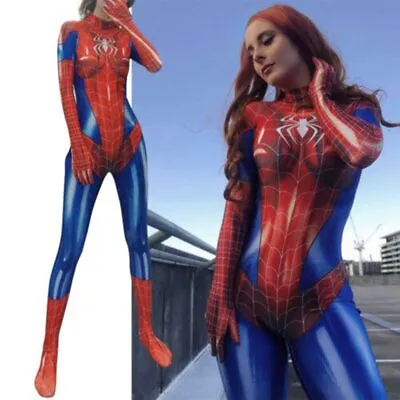 £17.55 • Buy Women Girl Spiderman Superhero Lycra Jumpsuit Halloween Costume Cosplay Outfit