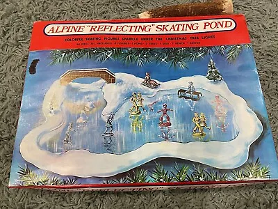 Vtg Christmas Regency Alpine Reflecting Skating Pond Holiday Display COMPLETE • $139.99