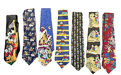 Neckties Lot Of 7 Mickey Mouse Unlimited Disney Characters Golf Tennis Christmas • $43.85