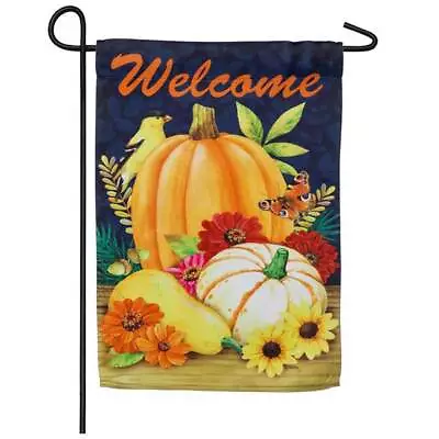 Welcome Finch Butterfly Bird Fall Pumpkin Sunflower Mini Window Garden Yard Flag • $8.97