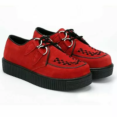 £24.99 • Buy Red Womens Creepers Chunky Platform Trainers Retro Ladies Sneakers Lace Up Shoes