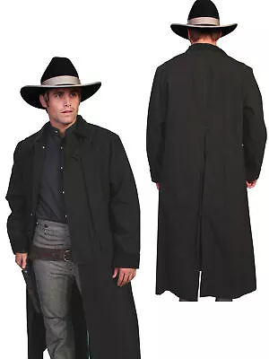 Scully RangeWear Mens Black 100% Cotton Long Overcoat Duster Coat • $117.99