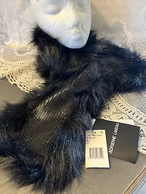 A By Adrienne Landau Faux Fur BLACK SEXY Pull Through Scarf Black NWT 7x38” • $16.30