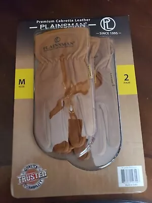 Plainsman Premium Cabretta Leather Gloves 2 Pairs Yellow/Brown M-XL • $22.90