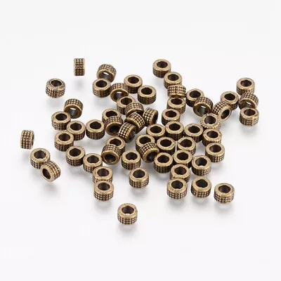 Bronze Spacer Beads Tibetan Style Tube Shape Patterned 5mm X 3mm 50pcs • £2.99