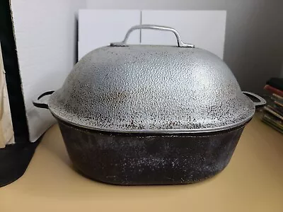 Vintage Silver Seal Hammered Aluminum Oval Roaster Dutch Oven Cookware Pot Lid • $12